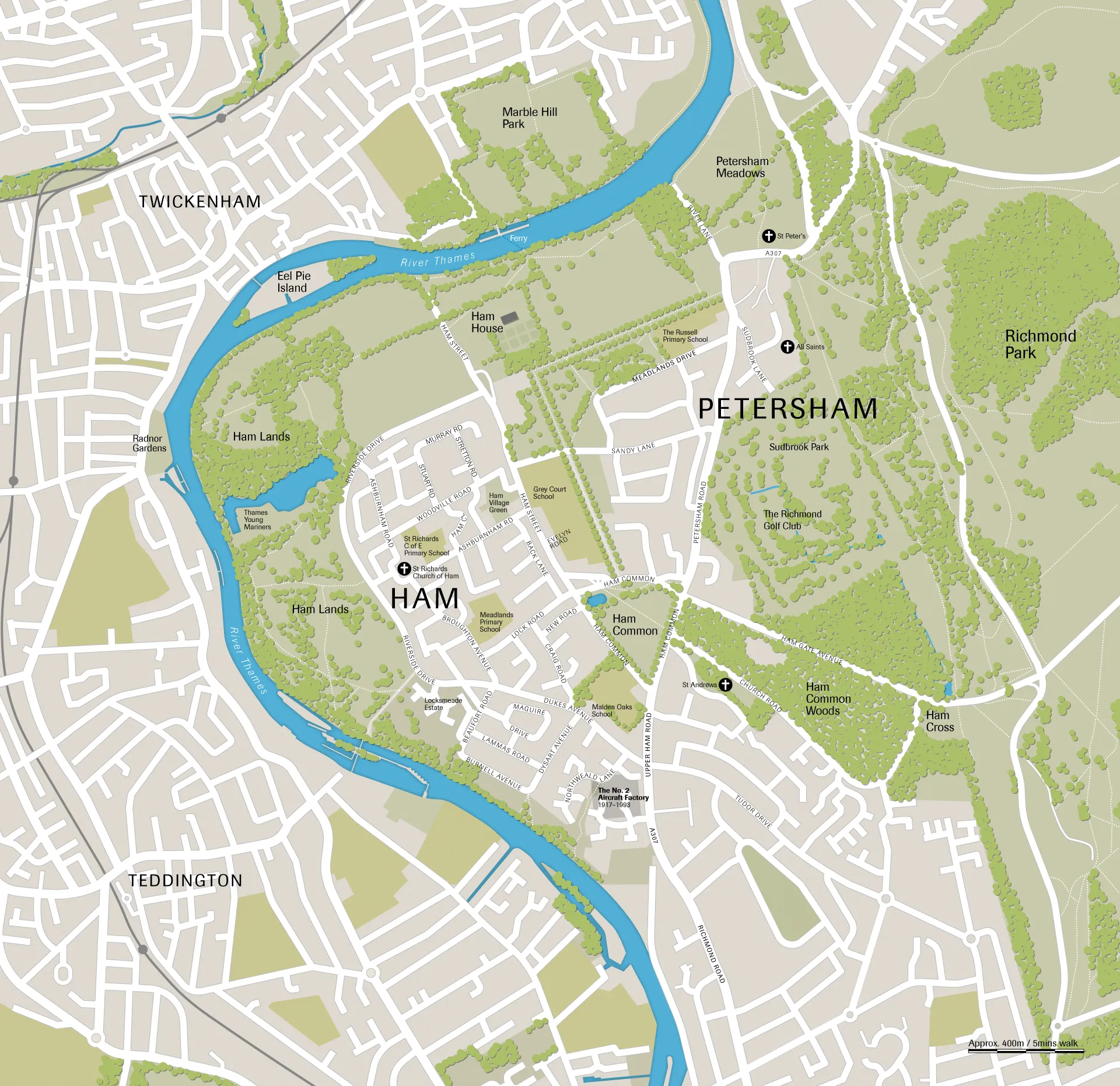 Ham & Petersham topography