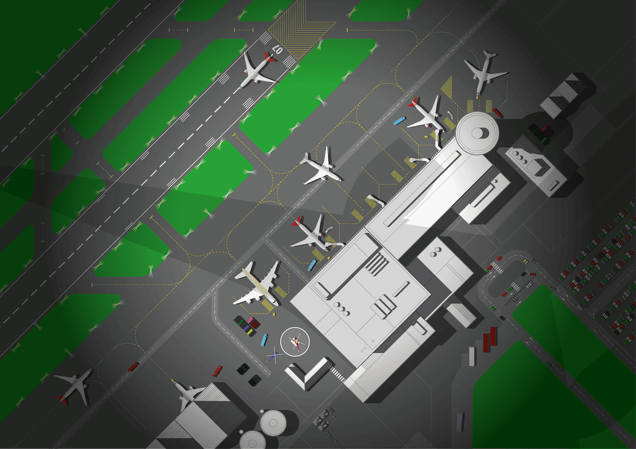 Extract of a map depicting current airport activities and structure