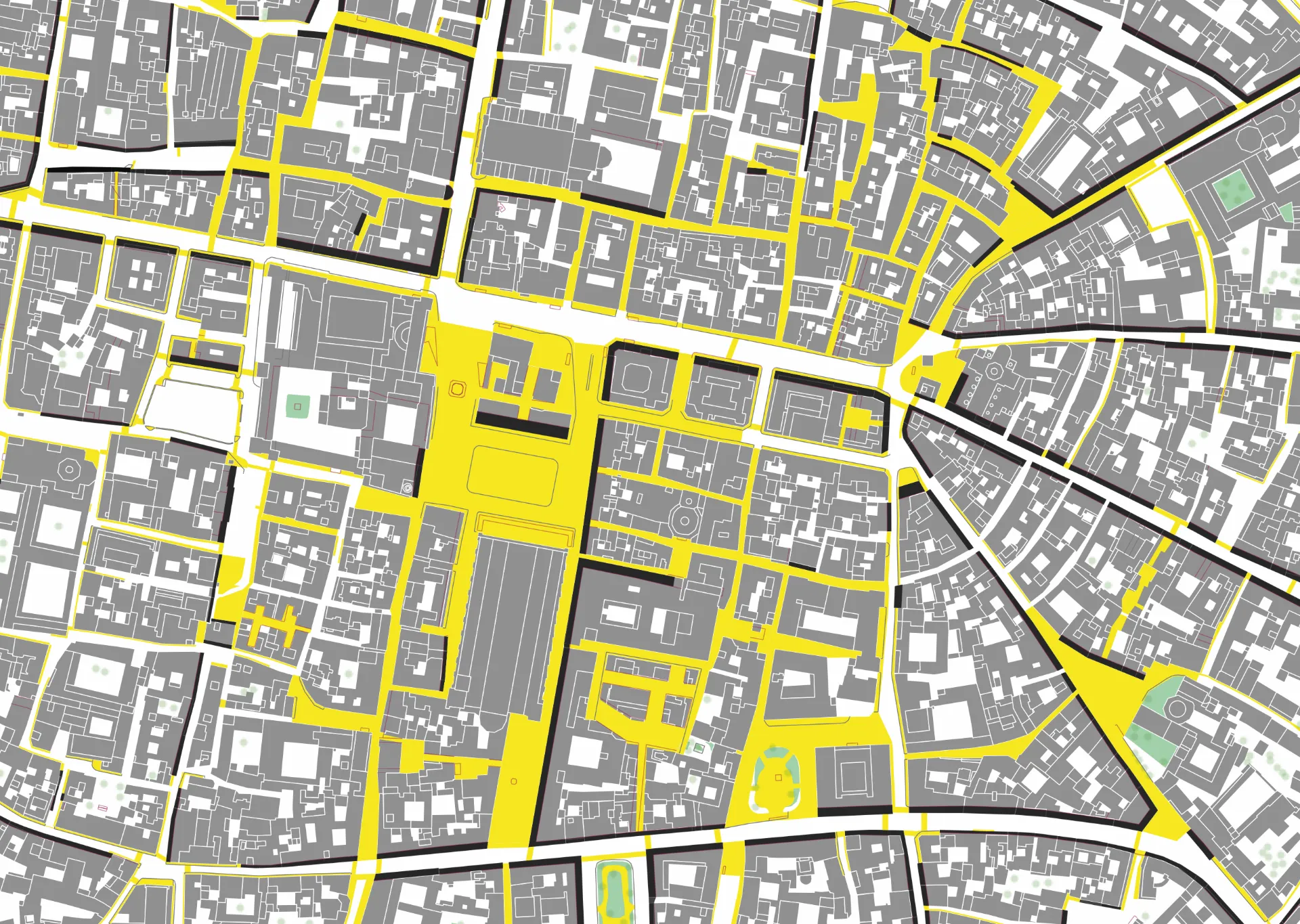 Analysing the pedestrian-only spaces and the famous porticoes