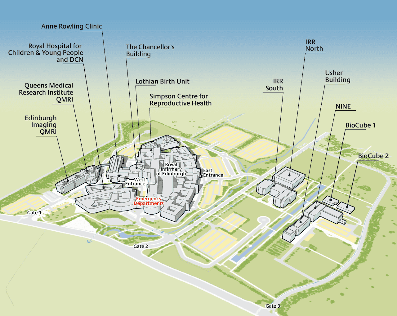 The 3D model generated to provide site-wide context