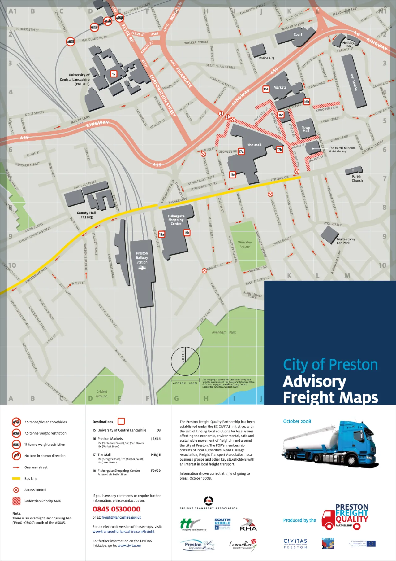 Extract from the City of Preston Advisory Freight Map leaflet