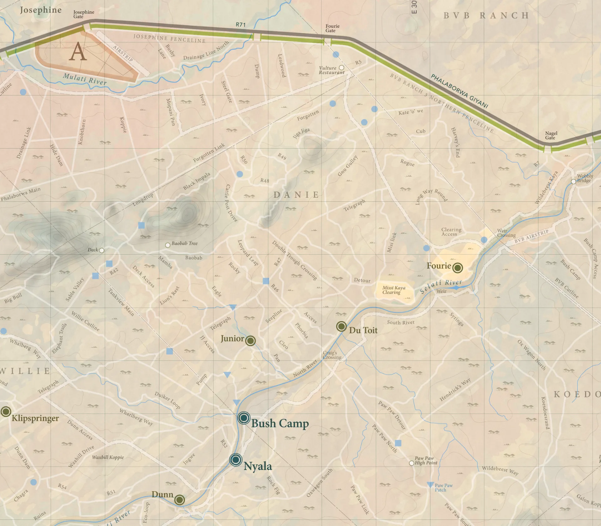 Extract from the game reserve map