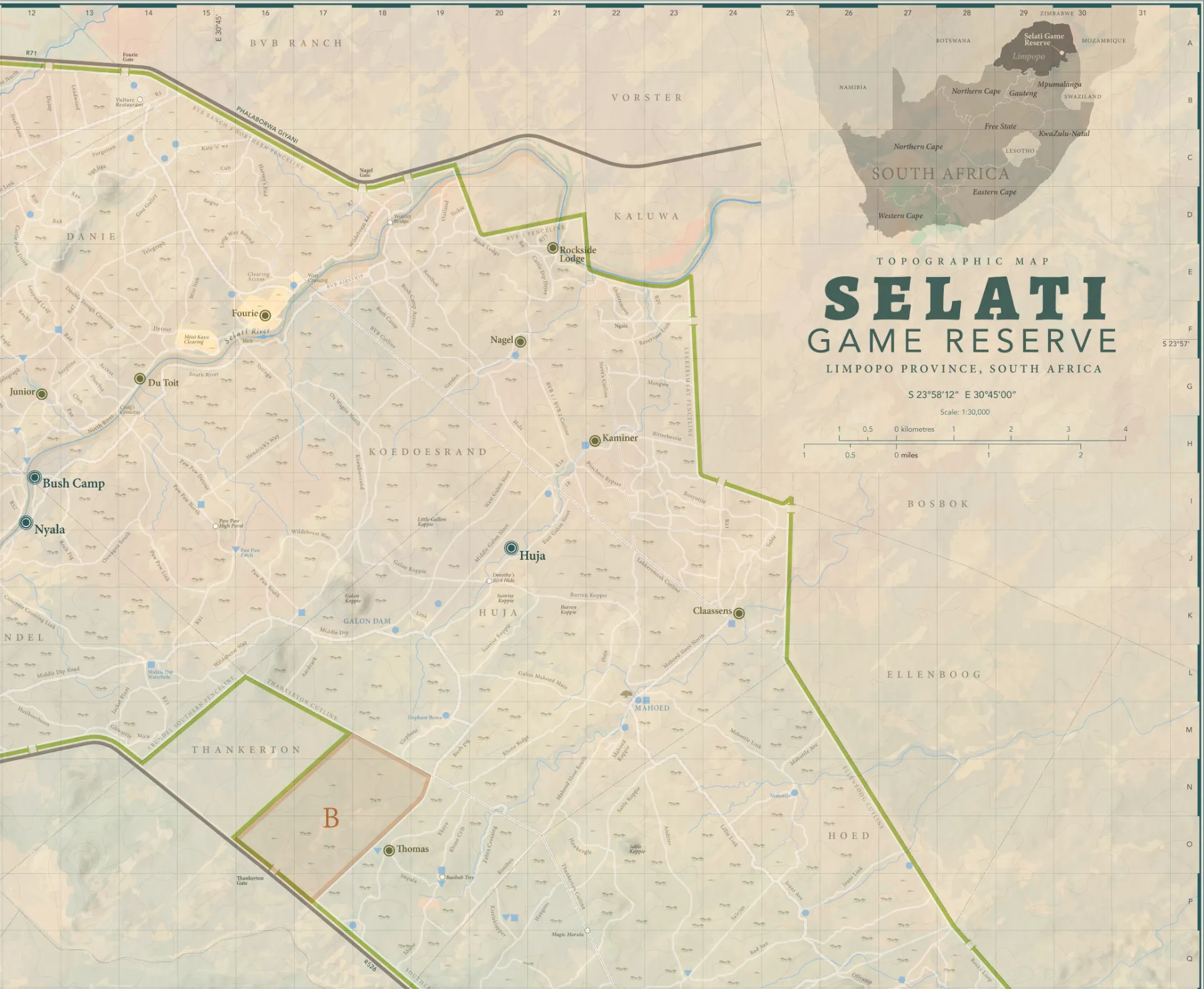 Extract from the game reserve map