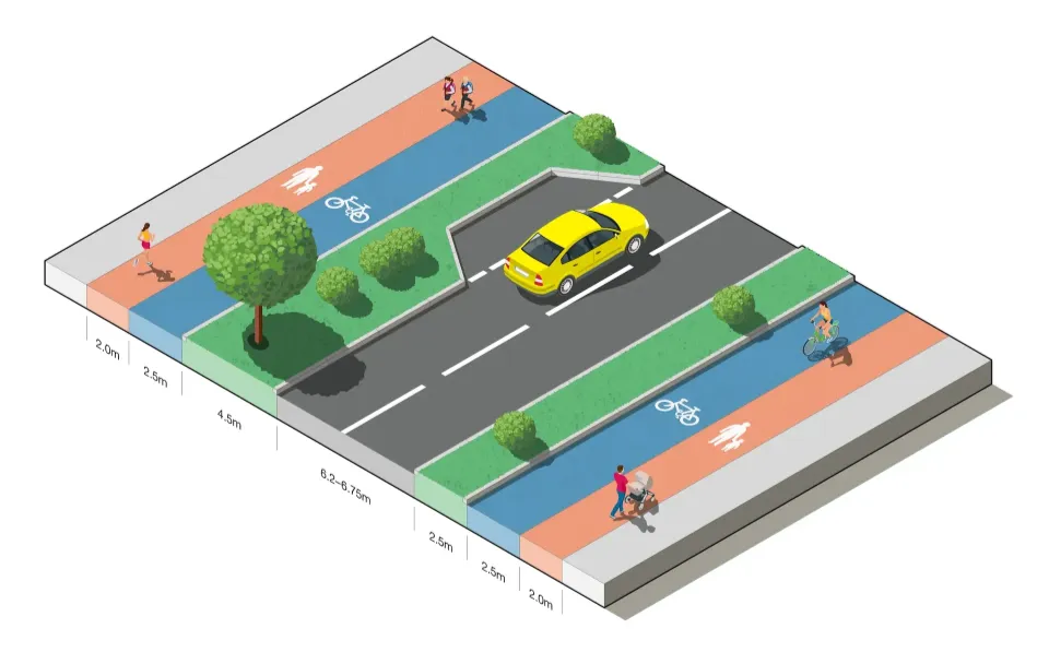 Section through transport corridor