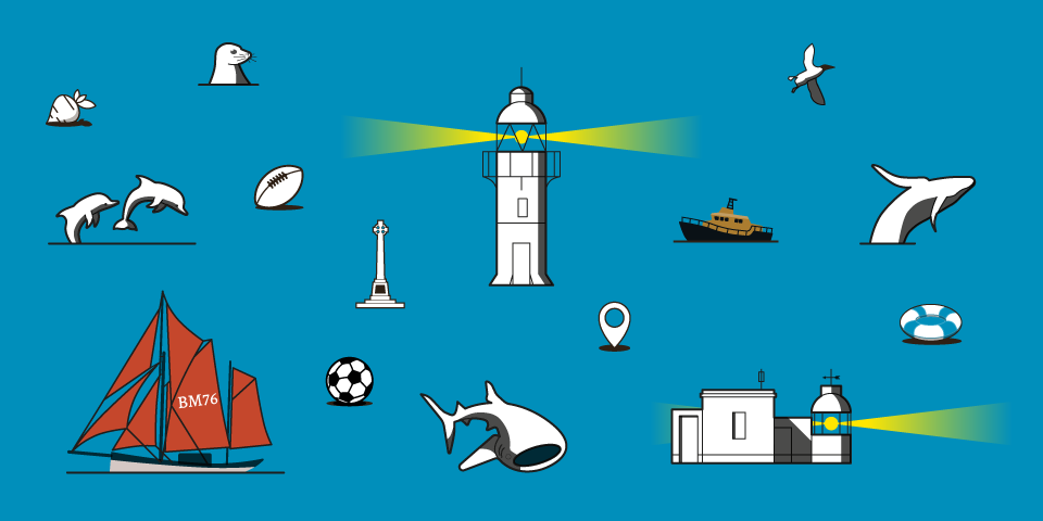 Illustrations for Brixham visitor map