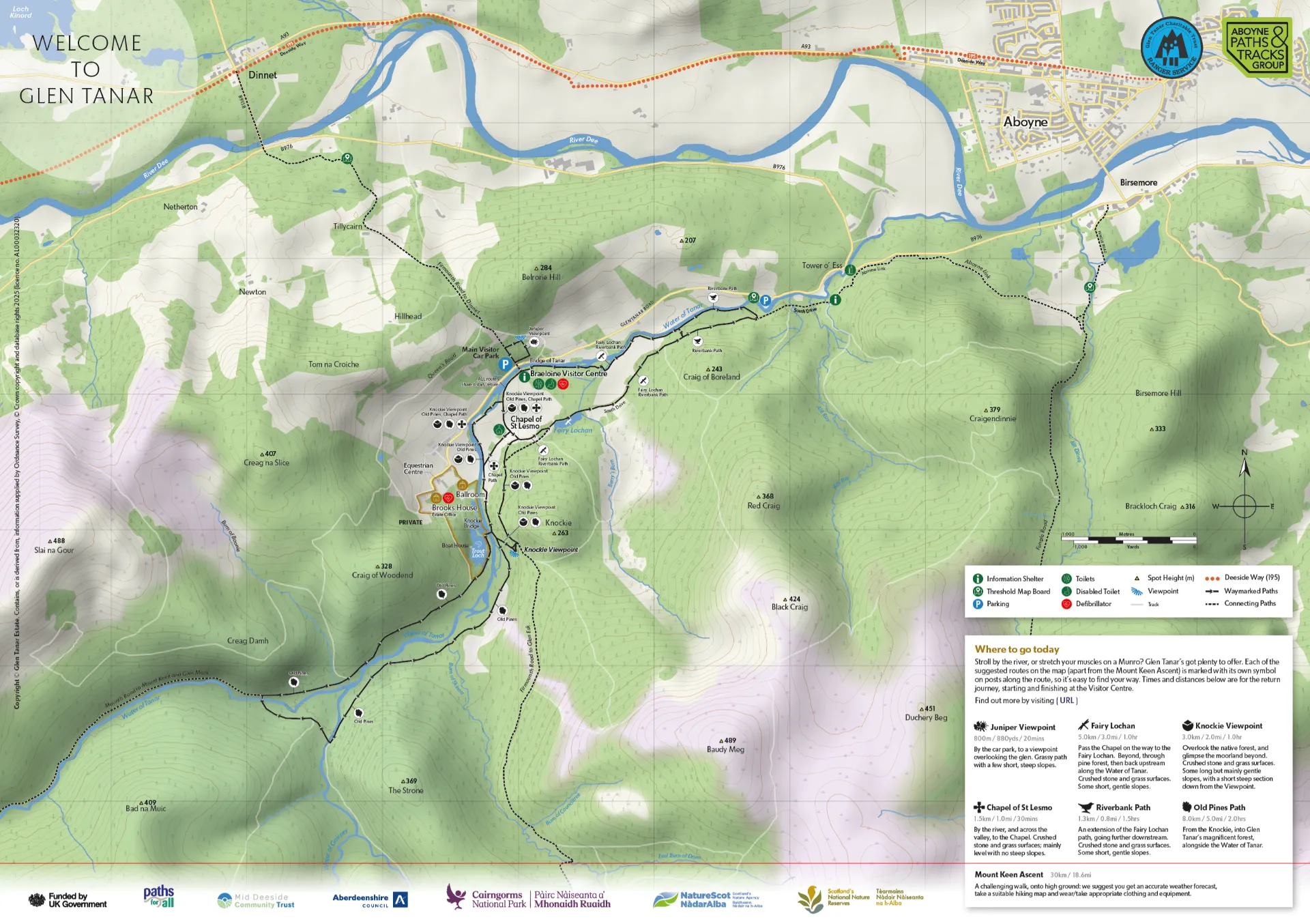 The entire coverage of the Glen Tanar Estate Paths Map