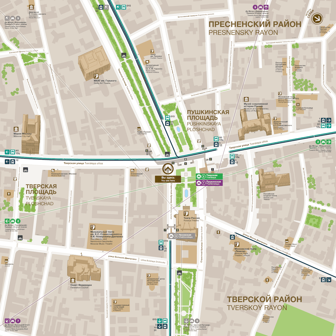 Extract from the wayfinding map with public transport connections