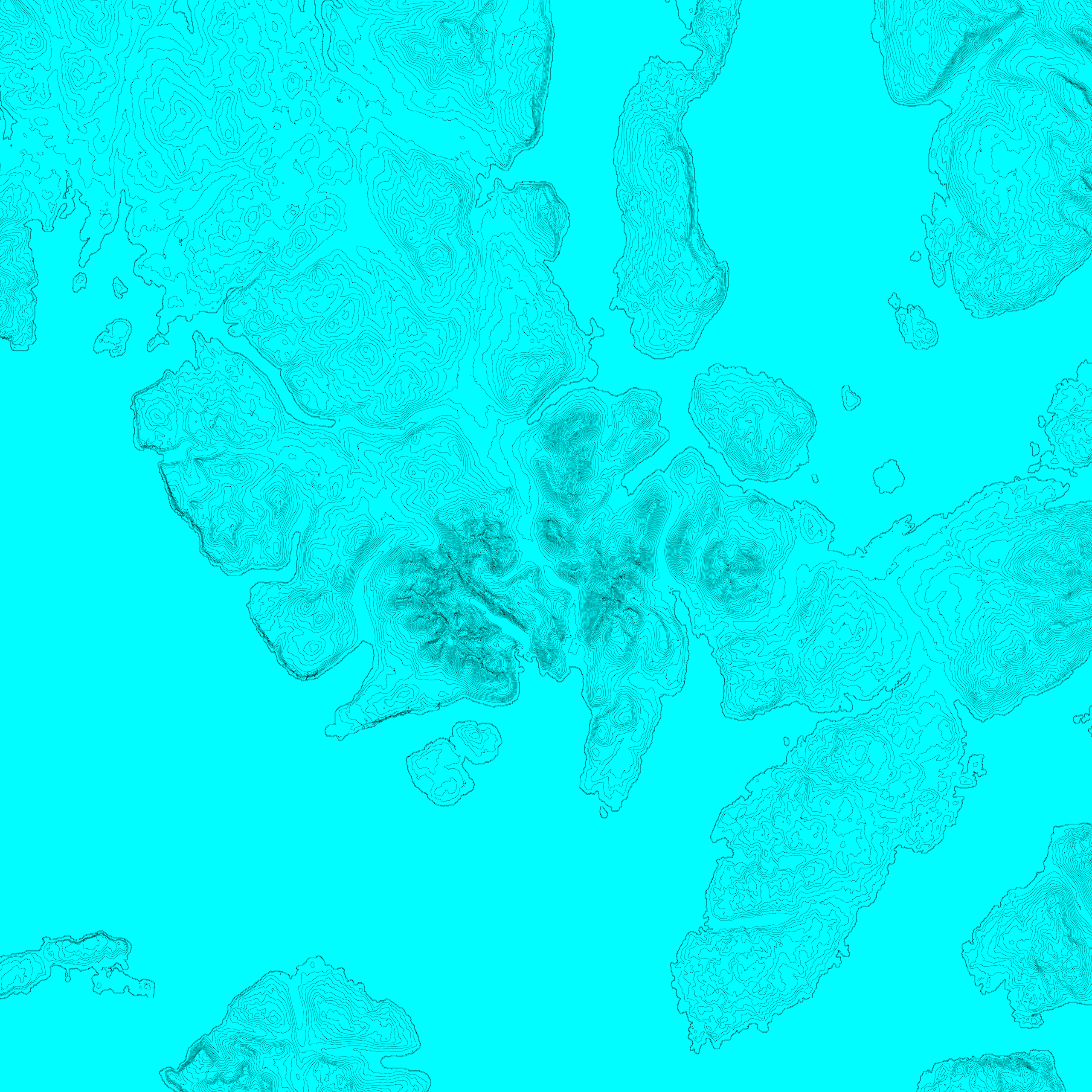 Contour map of the Isle of Skye, Scotland