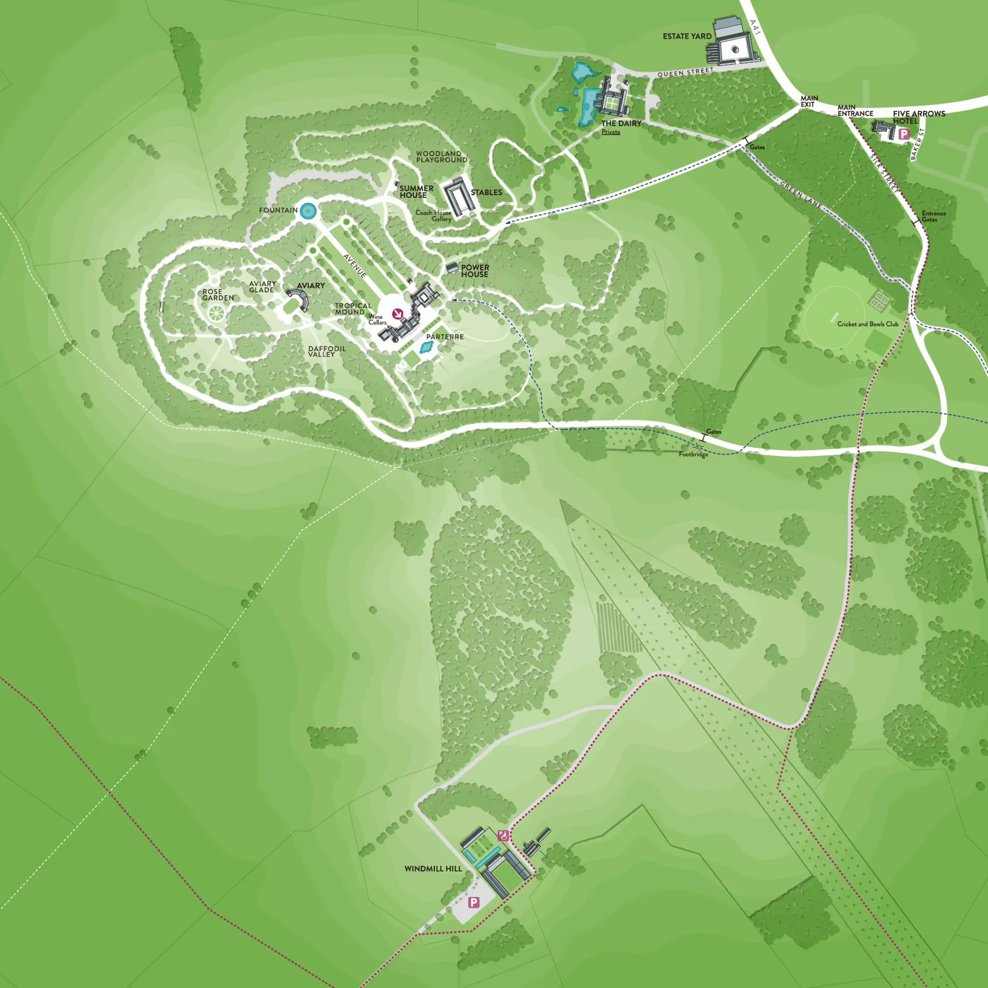 The full extents of the mapping of Waddesdon Manor